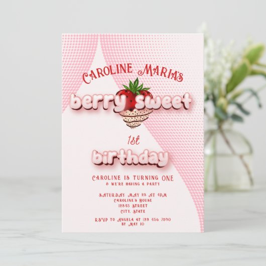 Berry Sweet Aardbei Verjaardagsfeest Kaart (Staand voorkant)