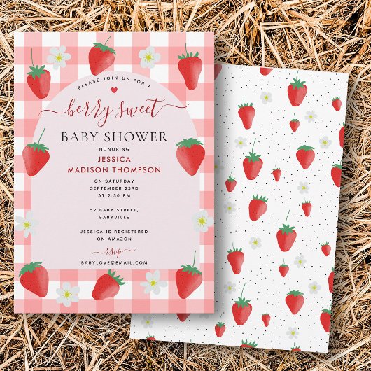 Berry Sweet Aardbeien Aardbei Baby shower Kaart