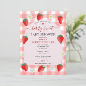 Berry Sweet Aardbeien Aardbei Baby shower Kaart (Staand voorkant)
