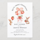 Berry Sweet Adventure Watercolor Strawberry Bunny  Kaart (Voorkant)