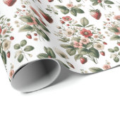 Berry Sweet All Over aardbei en bloemmotief Cadeaupapier (Rol Hoek)