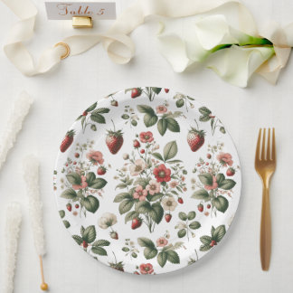 Berry Sweet All Over aardbei en bloemmotief Papieren Bordje