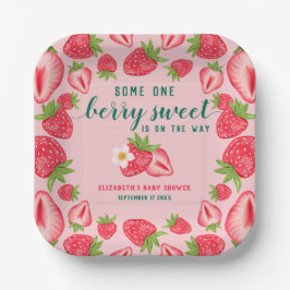 Berry Sweet Baby Aardbei Baby shower Aangepast Papieren Bordje