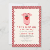 Berry Sweet Baby Aardbei Gingham Bodysuit Kaart (Voorkant)