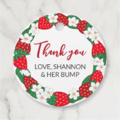 Berry Sweet Baby Aardbei Krans Dank u Bedankjes Labels (Voorkant)
