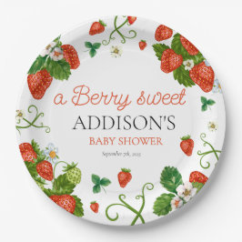 Berry Sweet Baby Aardbeien Baby shower Papieren Bordje