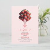 Berry Sweet Baby Aardbeienballonnen Baby shower Kaart (Staand voorkant)