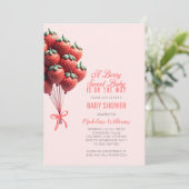 Berry Sweet Baby Aardbeienballonnen Baby shower Kaart (Staand voorkant)