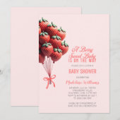 Berry Sweet Baby Aardbeienballonnen Baby shower Kaart (Voorkant / Achterkant)