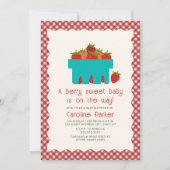 Berry Sweet Baby Aardbeienmand Gingham Kaart (Voorkant)