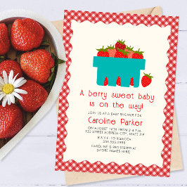 Berry Sweet Baby Aardbeienmand Gingham Kaart