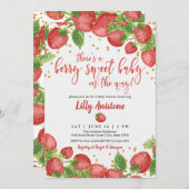 Berry Sweet Baby Aardbery Baby shower Uitnodiging (Voorkant / Achterkant)