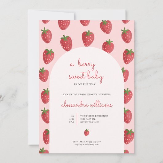 Berry Sweet Baby Baby shower Invitation Kaart (Voorkant)