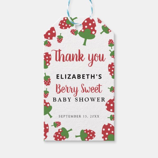 Berry Sweet Baby Cute Strawberry Modern Dank u Cadeaulabel (Voorkant)