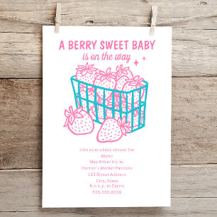 Berry Sweet Baby Doodle Pink Strawberry Girl Kaart