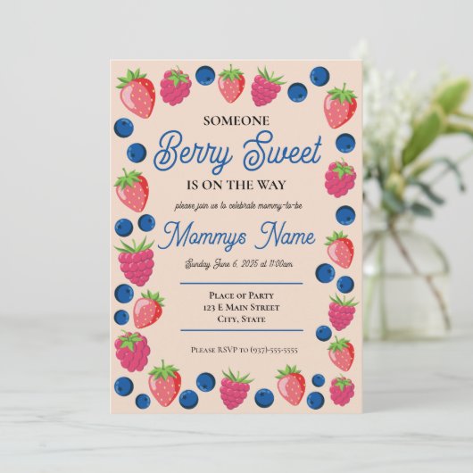 Berry Sweet Baby Invitation Save The Date (Staand voorkant)