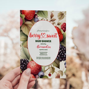 Berry Sweet Baby Meisje Aardbei Baby shower Kaart