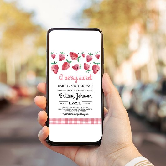 Berry Sweet Baby On The Way Girl Baby shower Kaart