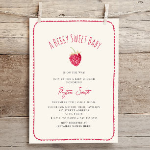 Berry Sweet Baby Raspberry Doodle Girl Baby shower Kaart