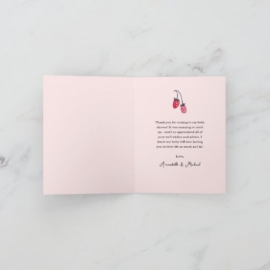 Berry Sweet Baby shower Aardbei Bedankt Kaarten (Binnen)