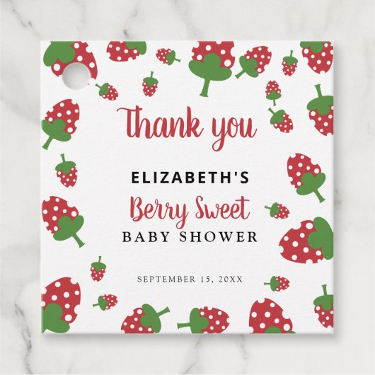 Berry Sweet Baby shower Aardbei Custom Bedankjes Labels (Voorkant)