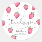 Berry Sweet Baby shower Aardbei Dank u Ronde Sticker (Voorkant)