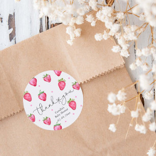 Berry Sweet Baby shower Aardbei Dank u Ronde Sticker