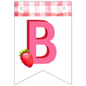 Berry Sweet Baby shower Aardbei Gingham Roze Vlaggetjes (Eerste vlag)