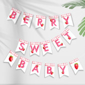 Berry Sweet Baby shower Aardbei Gingham Roze Vlaggetjes