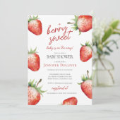 Berry Sweet Baby shower Aardbei Kaart (Staand voorkant)