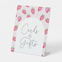 Berry Sweet Baby shower Aardbei Kaarten en geschen Reclamebord Met Voetstuk