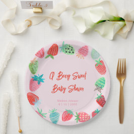 Berry Sweet Baby shower Aardbei Papieren Bordje