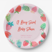 Berry Sweet Baby shower Aardbei Papieren Bordje (Voorkant)