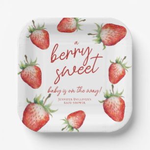 Berry Sweet Baby shower Aardbei Papieren Bordje