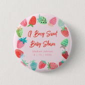 Berry Sweet Baby shower Aardbei Ronde Button 5,7 Cm (Voorkant)