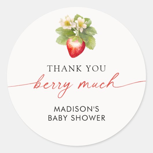 Berry Sweet Baby shower Aardbei Ronde Sticker (Voorkant)