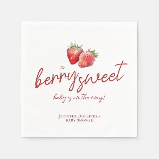 Berry Sweet Baby shower Aardbei Servet (Voorkant)
