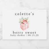 Berry Sweet Baby shower Aardbei Sparkling Wijnetiket (Enkel label)