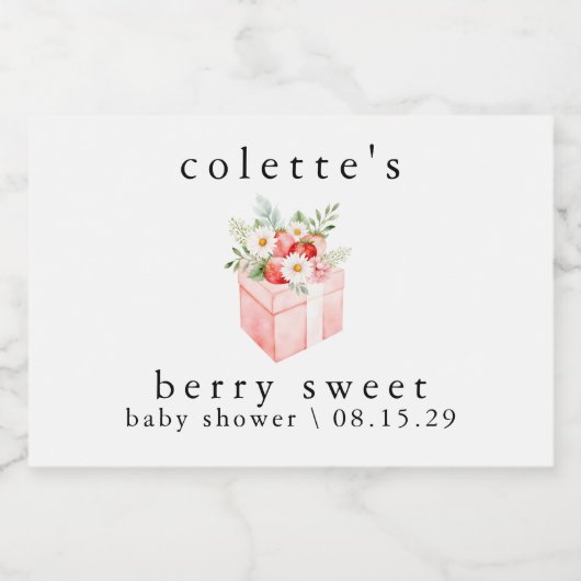 Berry Sweet Baby shower Aardbei Sparkling Wijnetiket (Enkel label)