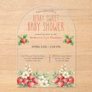 Berry Sweet Baby shower Aardbeien Acryl Uitnodigingen