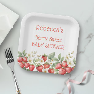 Berry Sweet Baby shower Aardbeien Bloesem Papieren Bordje