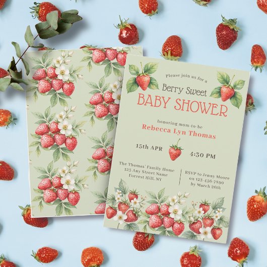 Berry Sweet Baby shower Aardbeien Kaart