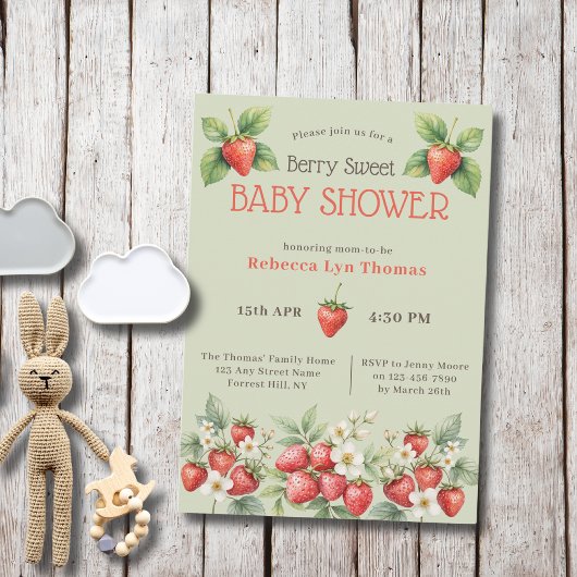 Berry Sweet Baby shower Aardbeien Kaart