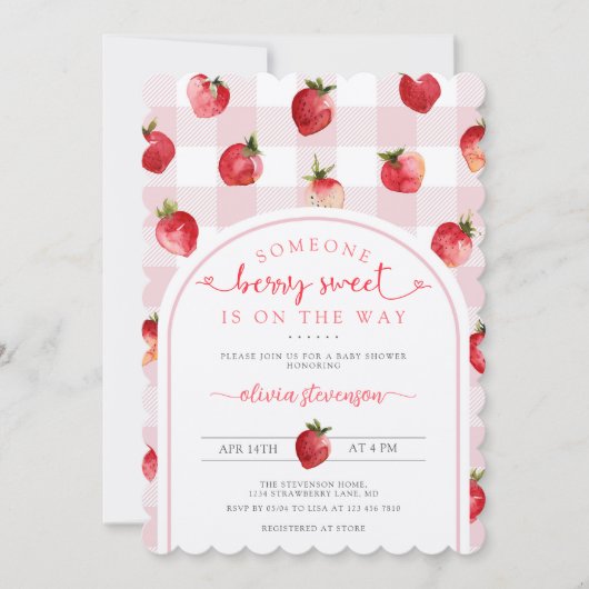 Berry Sweet Baby shower Aardbeien Kraft Kaart (Voorkant)