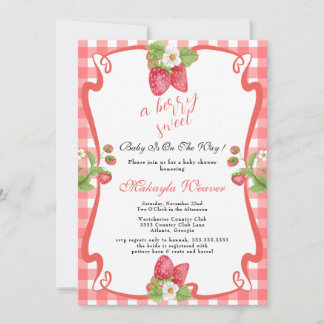 Berry Sweet Baby shower aardbeienluier Kaart