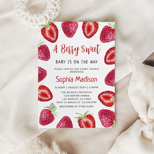 Berry Sweet | Baby shower aardbeienvruchten Kaart