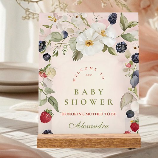 Berry Sweet Baby shower Acryl Bord