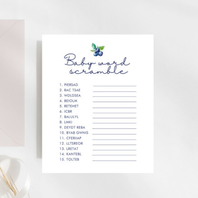 Berry Sweet Baby shower Baby Word Scramble spel (Creator heeft geüpload)