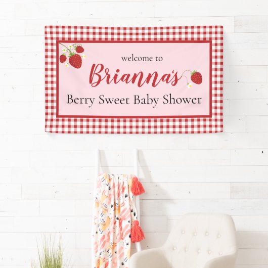 Berry Sweet Baby shower Banner | Roze en rood (Insitu)