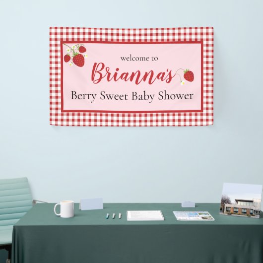 Berry Sweet Baby shower Banner | Roze en rood (Beurs)